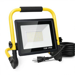 10000LM Black 6000K Daylight LED Work Light Portable IP66 Waterproof Flood Light Tempered Glass Lens 5FT Cord Die-Cast Aluminum