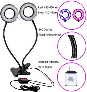 12W Dual-Head LED Full Spectrum Desktop Grow Light White Plant Light with Timer Switch Waterproof High PPF for Plant Growth