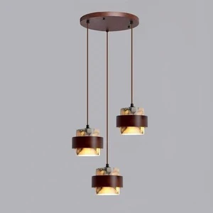 Wabi Sabi Natural Stone Pendant Lights Marble Black Walnut Hanging Ceiling Lamp Lighting Fixtures for Dining Room Kitchen Island