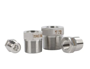 Stainless Steel 304/sus316L High-pressure Thickened PT Hexagonal Internal and External Reducing Thread NPT Hexagonal Bushing