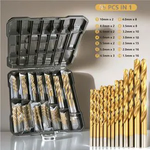 Hardware Multi-piece Twist Drill Bit 130mm Length Plastic case Packaging Titanium-plated Anti-rust Cutting Edge sharp Fast Drill