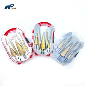 Naipu 6Pcs High Speed Steel Titanium Coated Step Drill Bits Set 4-12mm 4-20mm 4-32mm Triangular Shank Pagoda Drill Bit Set