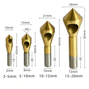82 Degree Countersink Drill Bit Set Titanium 2-20mm 4PCS Deburring Chamfer Drill Bit Cutting for Woodworking Metal Screw