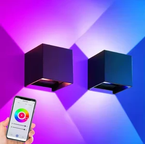 Tuya Smart Dimming WiFi WiFi LED Wall Lamp 9W RGBW Outdoor Indoor APP Waterproof Sconce DimmableLight Work with Alexa Google