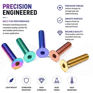 Flat Head Hex Drive Fasteners, Non-Magnetic & Chemical Resistant Titanium Screws for Strict Industrial Working Conditions