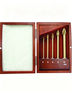 5pcs Ti Cross Type Carbide Tipped Drill Bits for Drilling Stone Tile Glass/Metal Wood Etc