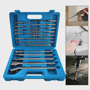 17Pcs/Set Electric Hammer SDS Plus Drill Bit Set 110/160/200/250mm for Concrete Wall Brick Block Masonry Hole Saw Drilling Bits