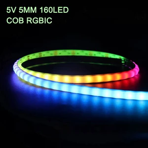 Wholesale 5V RGBIC MW1838 Addressable 160led/m 5mm Cob Led Strip Light Dream Color Flexible Tira Led Cob