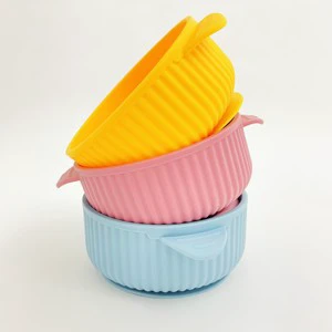 Silicone Baby Suction Food-Grade Non-Slip Divided Matte Finish Feeding Bowl Strong Vacuum Base Microwave Freeze Dishwasher Safe