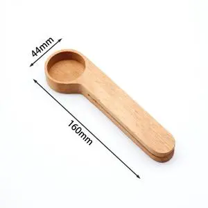 Wholesale Custom Wood Coffee Scoop With Bag Clip Tablespoon Solid Beech Wooden Measuring Scoops Tea Coffee Bean Spoon Clips Gift