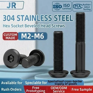 Custom-made Beveled Hex Screws M2-M6 Furniture Bolts Large Flat Head Hex Screws 304 Stainless Steel Black Zinc Plated.