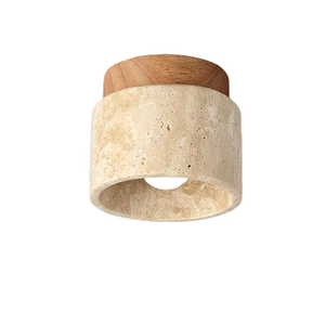 Modern Yellow Travertine Lamp Wooden LED Ceiling Lamp Wabi-Sabi Style For Living Room Entrance Balcony Corridor