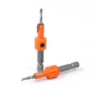1set 5mm Hex Shank Countersink Drill Bit Double Flute High Speed Steel Wood Boring CNC for Concealed Screw Holes Mill