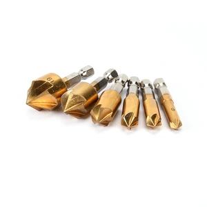Meiyida Model 015 Set 6-19mm Hex Shank 82 Degrees Chamfer Drill Bits Wood Working Tools Countersink Feature Chamfering