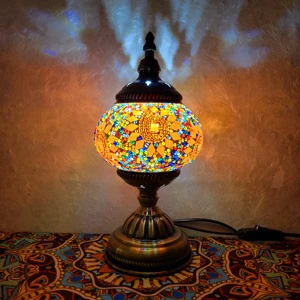 Tiffany Table Lamp Mosaic Stained Glass Blue Moroccan Lantern Desk Lights Decorative Handmade Tiffany Lighting