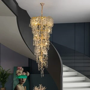 Luxury Foyer Creative Indoor Golden Aluminum Branch Modern Hanging Bracket Tree Chandelier