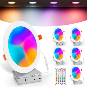 DUSKTEC 6 Inch Canless Recessed Ceiling Lighting Remote Control Color Changing Dimmable Downlights with Junction Box