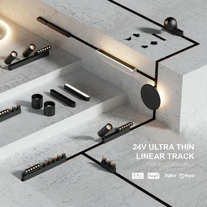 Ultrathin Smart Magnetic Track Light System Tuya Dimmable Recessed Track Light Rail 24v Dali Zigbee Led Magnetic Track Light