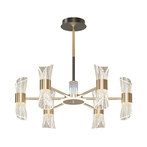 2026 Modern Minimalist Luxury Iron LED Chandelier Acrylic Shade Long Adjustable Height Dimmable Living/Dining Room Zhongshan