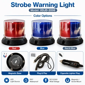 Premium Quality PC Mini LED Strobe Beacon Replacement Emergency Warning Light IP67 Protection Magnetic Mount External Power No