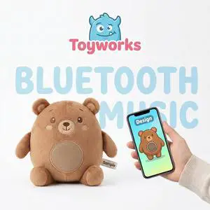 Custom Round Bear Plush bluetooth Speaker Built-in Audio Cavity Wireless Music Play Brand Customized Mascot Toy