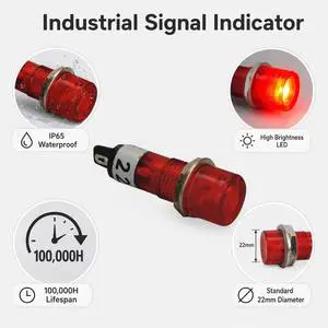 10mm Plastic Indicator Light Signal Lamp with Pin Terminal Flat Head 3-220V Red Yellow Green 2V 6V 12V 24V 36V 48V 110V 220V