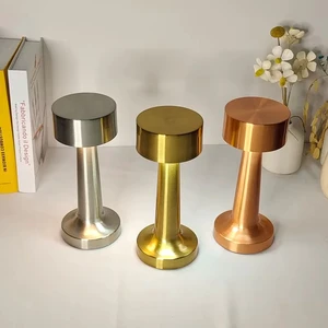 Outdoor Restaurant Coffee Stall Table Lights Rechargeable Mini Led Orange Mushroom Lamp Orange Glass Usb With Dimming Function