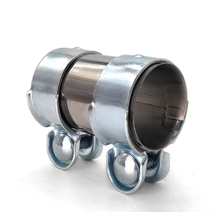 59mm 63mm 125mm Adjustable Exhaust Pipe Tube Joiner Connector Sleeve Clamp Silver Tone