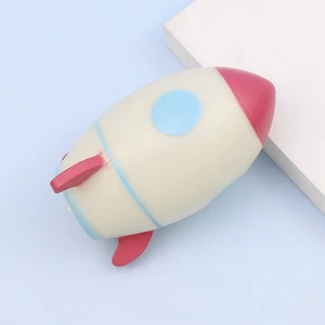 Adorable Cartoon Rocket LED Night Light PVC Small Creative Bedside Lamp Battery Operated for Kids Bedroom Dorm Atmosphere