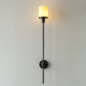 Modern Indoor LED Black and Brass Wall Sconce Bedside Wall Lamp Gold Metal Glass Wall Light for Bedroom