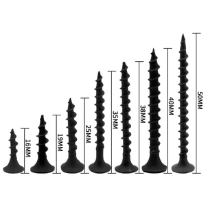 Fine Thread Drywall Screw Black Phosphate Countersunk Head Assorted Lengths High Strength Self Tapping Fasteners