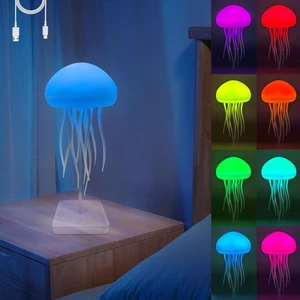 Dancing Jellyfish Lava Lamp LED RGB Color Changing Jelly Fish Night Light Floating Bedside Lamp For Kids Adults
