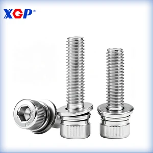 304 Stainless Steel Combination Screw Flat Spring Washer Bolt M3M4M5M6M8 Cup Head Hexagon Socket Screws