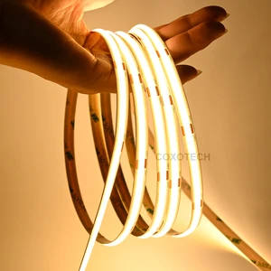 High Density COB LED Strip Light 24V 12V 480LEDs/m CRI 90 Ra90 Dotless Flexible FOB Tape Seamless Kitchen Cabinet Lighting