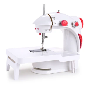 Portable Mini Household Sewing Machine with Night Light Foot Pedal Straight Line Hand Table Two-Thread Kit for DIY Clothes