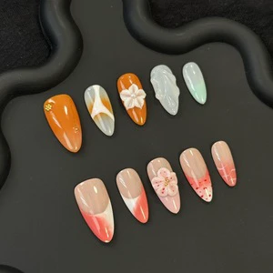Medium Long Almond-Shaped 3D White ABS Nails Hand-Pinched Design Wholesome Options for Finger Pierced Wholesale