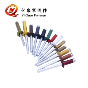 Colored Aluminum Pop Rivet Bright Finish Red/Blue/Yellow Binding Head ISO Standard Open Type Blind Rivet 0.122 Diameter Class