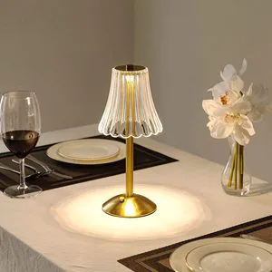 Crystal Retro Desk Lamp Touch Control LED Battery Powered Home Bedroom Bedside Nightlight Luxury Design