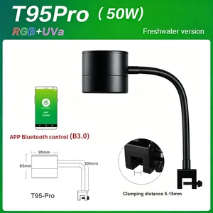 Week Aqua T95Pro 50W Full Spectrum Aquarium LED Light RGB+UVa APP Timing Dimmable for 20-45cm Aquatic Planted Fish Tank