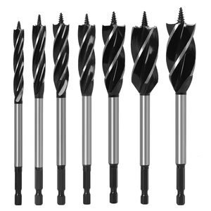 HSS Auger Twist Drill Bit 4 Flutes Wood Drill Hex Shank 8-35mm Fast Cut Carpenter Joiner Tool Drilling Bit for Wood Cut Suit
