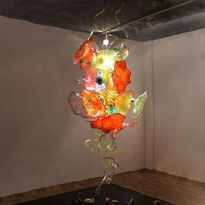 Creative Designer Flower Chandelier Light Handicraft Mid-Century Murano Glass Branches Chandelier Lamp for Home Stairs