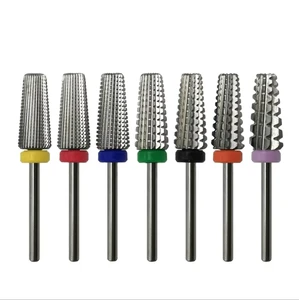 HYTOOS Tapered Nail Drill Bits With Cut 5 in 1 Carbide Nail Bit Milling Cutter for Manicure Nails Accessories Remove Gel Tool