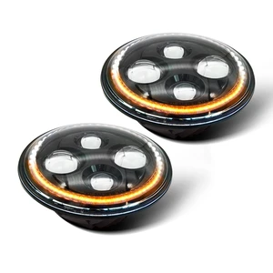 sealed Beam Led Headlight Turn signal DRL 7 Inch halo Headlights Amber 4 Lens Factory Price Flashing Lamp Offroad Head Light