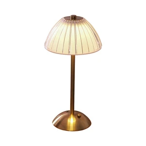 New Luxury LED Nightlight Rechargeable Table Lamp Wireless Table Lamp for Study Table Hotel Club (Mushroom Style,Gold)