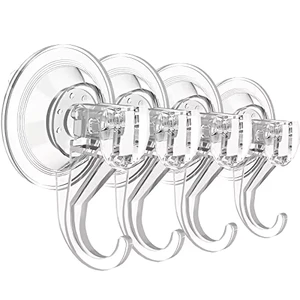 Heavy Duty PVC Suction Cup Hooks 4 Pack Clear Hooks for Shower Window Kitchen Towel Wreath 10 Lbs Capacity