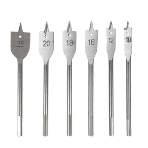 CR 6Pcs High Carbon Steel Flat Spade Drill Bits 6-35mm Wood Drilling with Black Oxide Finish 158mm Total Length