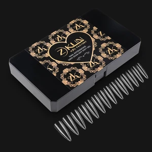 600Pcs High Grade Competitive Price Nail Tip Gel Clear Long Stiletto Acrylic Nail Tips Wholesale Nail Tip Storage Box
