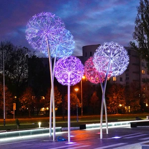 Custom Lawn Fiber Optic Dandelion Lights Outdoor Landscape Festival Courtyard Park Hotel Villa Decoration Project Tree Lights