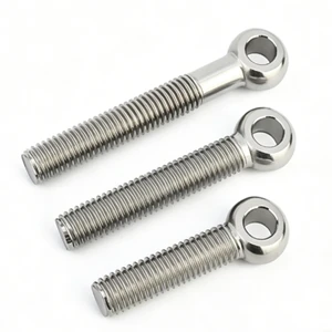 Stainless Steel Flat Swing Bolt Fully Threaded Eye Screw Heavy Duty Lifting Fastener Plain Class 4.8 6.8 2 Nuts for Boat