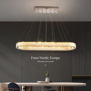 Light-luxury Dining Room Chandelier Ultra-minimalist Modern Design 2026 New Model Statement Crystal Warm White Kitchen Island